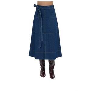 NEW TANYA TAYLOR hudley skirt in classic indigo blue